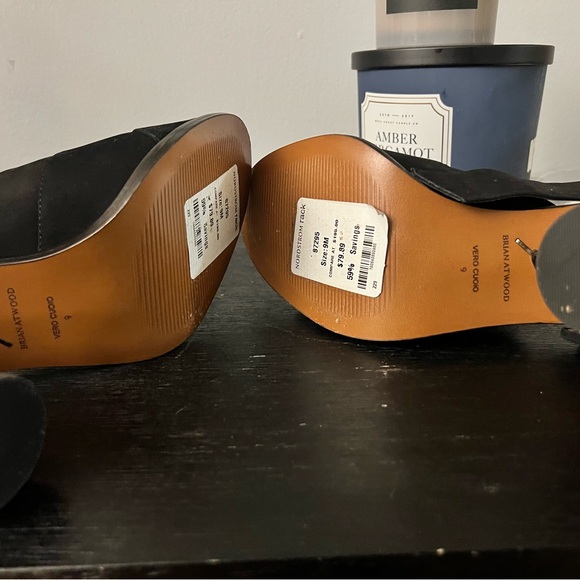 Size 9 Black Suede Brian Atwood open toed heels -new - Picture 7 of 7